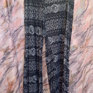 Black and white elephant palooza pants